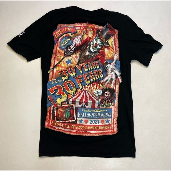 Unviversal Studios Halloween Horror Nights 2021 T-shirt Women XS Black 30 Years - Picture 1 of 7
